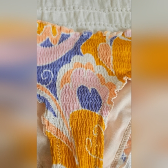 H&M That 70's Show Retro Smocked Bikini In Orange,purple,white,pink. Size S/M - Picture 5 of 10